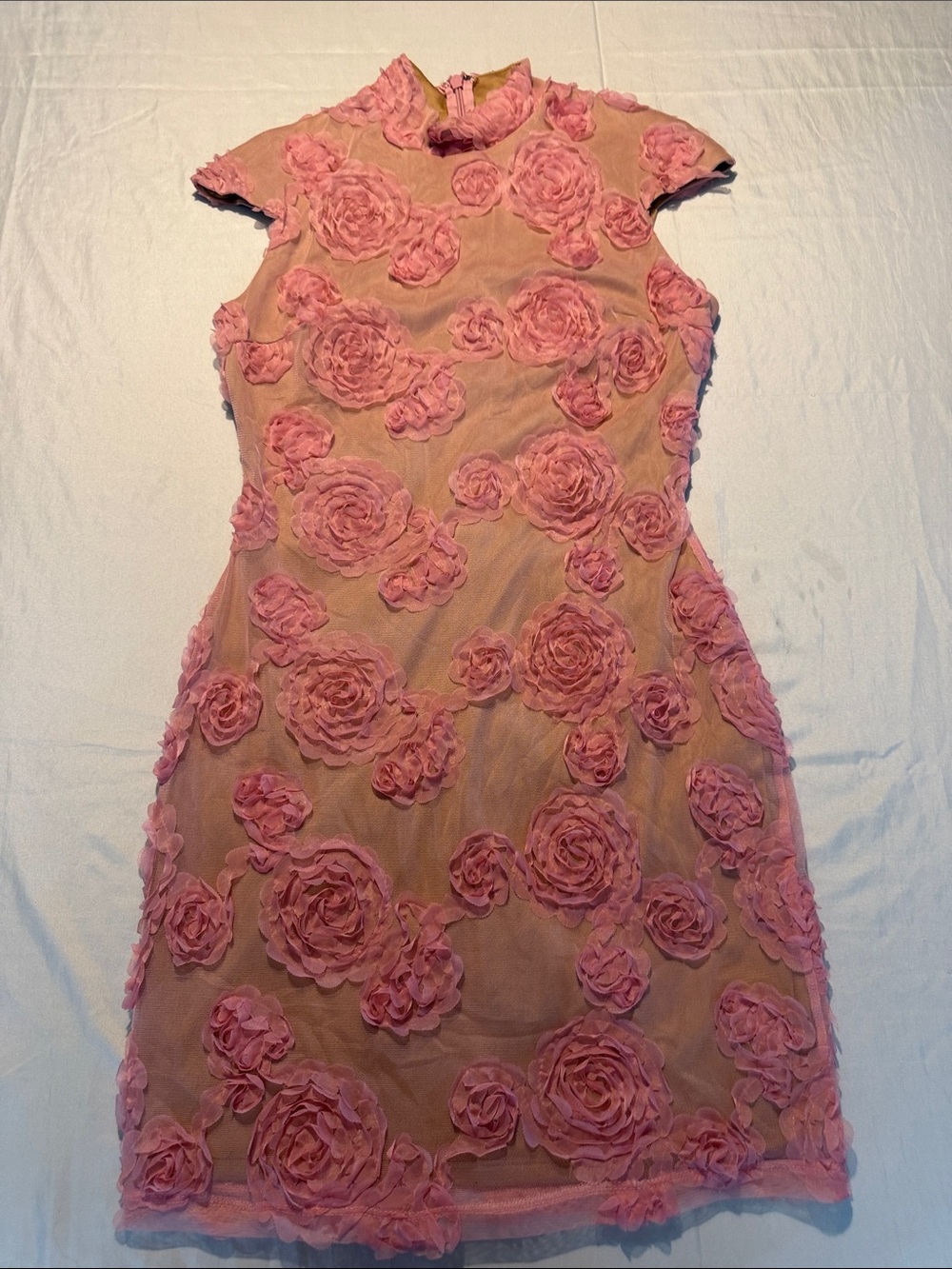 Va Va Voom Blush Pink Rose Applique Mini Dress